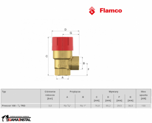 Flamco zawór bezpieczeństwa PRESCOR 3/4 3.0 bar 27024