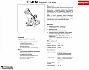 Honeywell regulator ciśnienia 1/2 bez śrubunków D04FM-1/2A