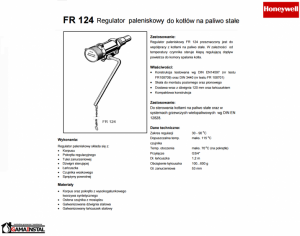 Honeywell miarkownik ciągu kotła na paliwo stałe FR124-3/4A