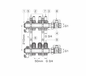Ferro Rozdzielacz 4-drogowy z zaworami termostatycznymi i przepływomierzami RZP04