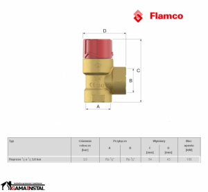 Flamco zawór bezpieczeństwa Flopress 1/2 3.0 Bar 27005