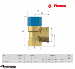 Flamco zawór bezpieczeństwa Prescor B 3/4 6 bar 27110
