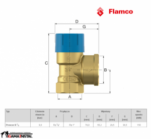 Flamco zawór bezpieczeństwa Prescor B 3/4 8 bar 27111