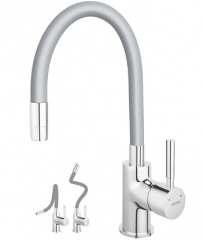 Ferro Zumba bateria zlewozmywakowa ze srebną wylewką BZA4S