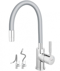 Ferro Zumba bateria zlewozmywakowa ze srebną wylewką BZA4S