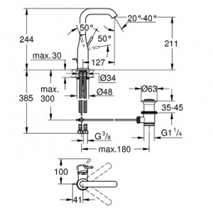 Grohe Essence bateria umywalkowa L stal nierdzewna 24174DC1