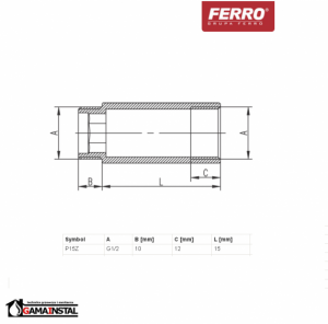 Ferro przedłużka mosiężna dn15 x15mm P15Z