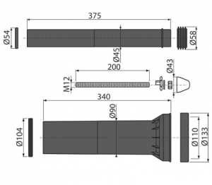 Alcadrain zestaw przyłączeniowy długi do wc M9000