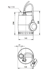 Grundfos Pompa zanurzeniowa KP 250-A1 z pływakiem 012H1800