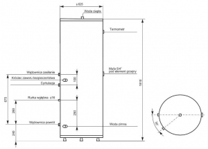 Termica wymiennik z jedną wężownicą 300 L Economic stal nierdzewna WW300E