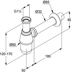 Kludi półsyfon umywalkowy metalowy chromowany 1010505-00