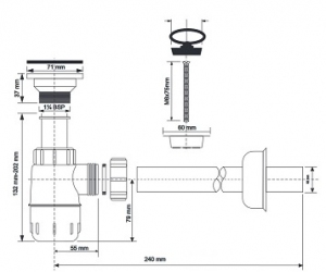 McAlpine Syfon umywalkowy butelkowy 11/4 x 32 niski HC1L