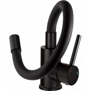 Deante Luno bateria zlewozmywakowa z giętą wylewką czarna BOC_N72M