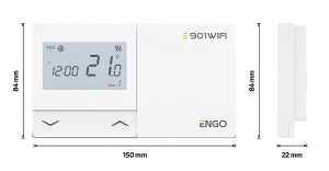 Engo E901-WIFI Regulator temperatury bezprzewodowy, Wi-Fi, Internetowy, biały, 868MHz, bateryjny