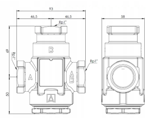 Afriso Zawór temperaturowy ATV 334, DN25, Rp1