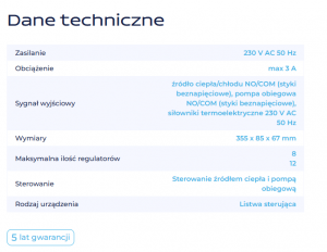 SALUS- Bezprzewodowa listwa sterująca, 8 stref, z możliwością sterowania źródłem ciepła i pompą obiegową, 230 V AC