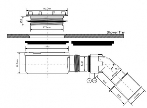 McAlpine syfon brodzikowy czyszczony od góry 90mm niski HC2730LCPN-PB