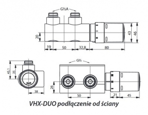 Danfoss zestaw kątowy VHX Duo biały 013G4281